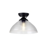 Missouri 1 Light Flush Ceiling Light With Round 33 5cm Prismatic Effect Glass Shade Matt Black & Clear