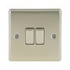 Pearl Nickel Low Profile 10A 2 Way 2 Gang Light Switch