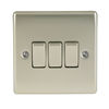 Pearl Nickel Low Profile 10A 2 Way 3 Gang Light Switch