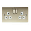 Pearl Nickel Low Profile 13A 2 Gang Switched Socket