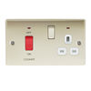 Pearl Nickel Low Profile 45A Cooker Switch with Socket