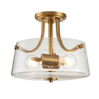 Quoizel Hollister 2 Light Semi Flush Ceiling Light - Brushed Brass