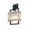 Rubye 2 Light Wall Fitting In a Matt Black Finish With Crystal Sand Effect Glass Shade