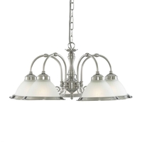 Searchlight American Diner 5 Light Dual Mount Chandelier - Satin Silver