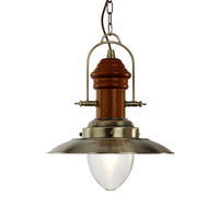 Searchlight Fisherman Ceiling Pendant Light - Antique Brass and Wood