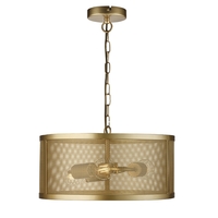 Searchlight Fishnet 3 Light Drum Ceiling Pendant - Matt Gold