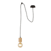 Searchlight Spinny Ceiling Pendant Light - Matt Black & Wood