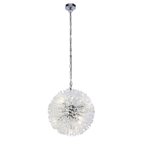Searchlight Sunburst Glass Chandelier - Chrome