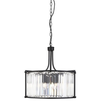 Searchlight Victoria 5 Light Drum Ceiling Pendant - Matt Black