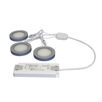 Set of 3 Warm White LED Magnetic Cabinet Lights - Silver