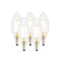 Tagra 4W Warm White Dimmable LED Decorative Filament Candle Bulb - Small Screw Cap - Pack of 5