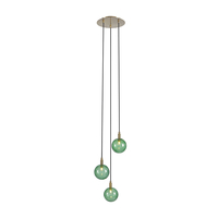 Uno 3 Light Glass Cascade Ceiling Pendant - Green