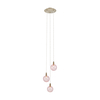 Uno 3 Light Glass Cascade Ceiling Pendant - Pink