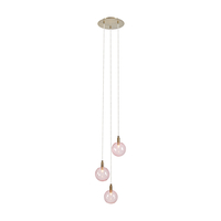 Uno 3 Light Glass Cascade Ceiling Pendant - Pink