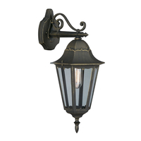 Zagreb Down Wall Lantern - Black and Gold