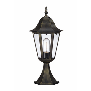 Zagreb Pedestal Lantern - Black and Gold