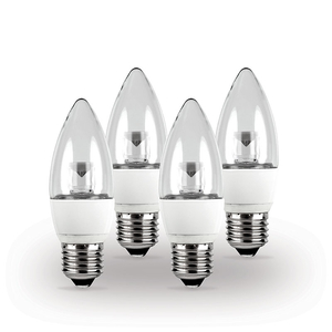 6W Warm White Dimmable LED Clear Candle Bulb - Screw Cap - Pack of 4