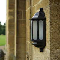 ASD Hi-Lo Coach LED Half Lantern Outdoor Wall Light with Dusk to Dawn and PIR Sensor - Black