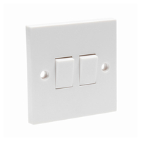 Axiom 10A 2 Gang 2 Way Light Switch - White