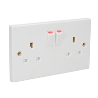 Axiom 13A 2 Gang Double Pole Switched Socket - White