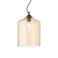 Bistro Square Ceiling Pendant Light - Black & Amber