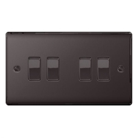 Black Nickel Low Profile 10A 2 Way 4 Gang Light Switch