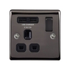 Black Nickel Low Profile 13A 1 Gang Socket With USB Charging Ports