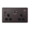 Black Nickel Low Profile 13A 2 Gang Socket With USB Charging Ports