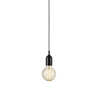 Bronx Ceiling Pendant Lamp Holder with Plug - Black