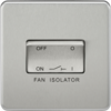 Brushed Chrome Screwless 10AX 3 Pole Fan Isolator Switch