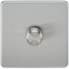 Brushed Chrome Screwless 1G 2-way 10-200W (5-150W LED) Trailing Edge Dimmer