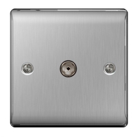 Brushed Steel Low Profile 1 Gang Co-Axial Socket