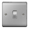 Brushed Steel Low Profile 10A 1 Gang 2 Way Light Switch