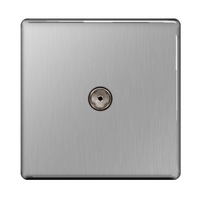 Brushed Steel Screwless 1 Gang Co-Axial Socket