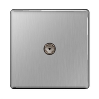 Brushed Steel Screwless 1 Gang Co-Axial Socket