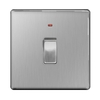 Brushed Steel Screwless 20A DP Switch with Neon