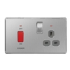Brushed Steel Screwless 45A Cooker Switch with Socket