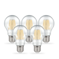 Crompton 7.5W Warm White Dimmable LED Decorative Filament GLS Bulb - Screw Cap - Pack of 5