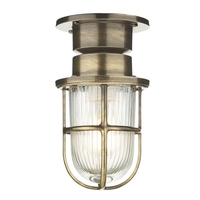 David Hunt Coast Outdoor Semi Flush Ceiling Light - Antique Brass