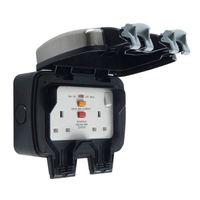 Decorative 2 Gang 13 Amp Outdoor Switched Socket with RCD - IP66