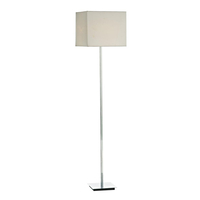 Diplomat Floor Lamp with Cream Cotton Shade - Polished Chrome
