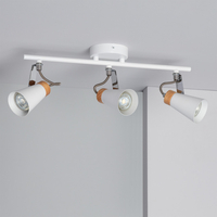 Edit Mara 3 Light Adjustable Spotlight Bar With Wood Detail - White