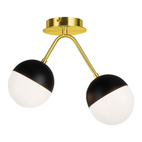 Edit Orbit 2 Arm Semi-Flush Ceiling Light - Black & Gold