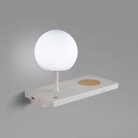 Faro Barcelona Niko Touch LED Right Bedside Light with USB and Wireless Charging - White
