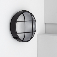 Hublot Grid Round LED Outdoor Flush Ceiling Light - Black