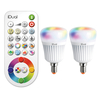 iDual 7W Colour Changing Dimmable LED Remote Controlled GLS Bulbs with Remote Control - Small Screw Cap - Pack of 2