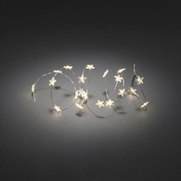 Konstsmide 20 Warm White LED Battery Operated Star Shaped Micro Fairy Lights - Silver Coloured Wire