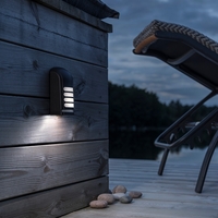 Konstsmide Prato Battery Operated White LED Outdoor Wall Light with PIR - Black