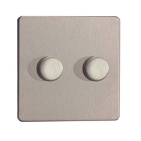 LED Compatible Dimmer 2 x 250W - Brushed Steel