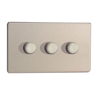 LED Compatible Dimmer 3 x 300W - Brushed Steel